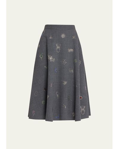 Libertine Victorian Pins Embellished Midi Lady Skirt - Gray
