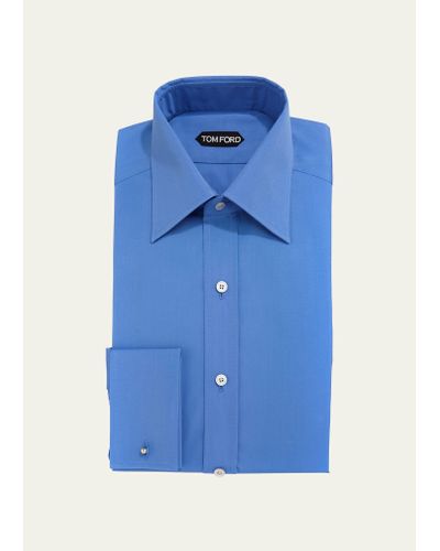 Tom Ford Solid-color French-cuff Slim Fit Dress Shirt - Blue
