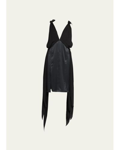 Bottega Veneta Bow-shoulder Silk Twill Dress - Black