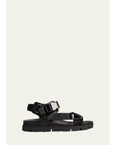 Prada Sporty Leather & Nylon Tape Strap Sandals - White
