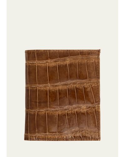 Abas Glazed Alligator Leather Bifold Wallet - Brown