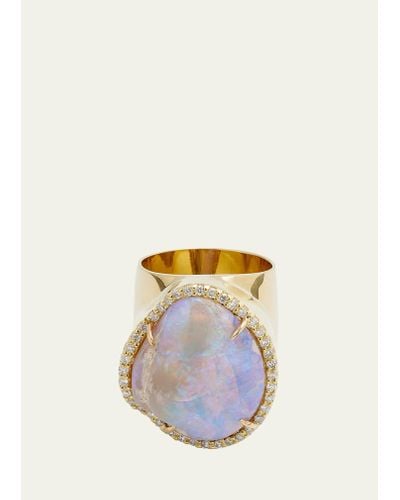 Kimberly Mcdonald Yellow Gold Ring With Opal And Diamonds - White