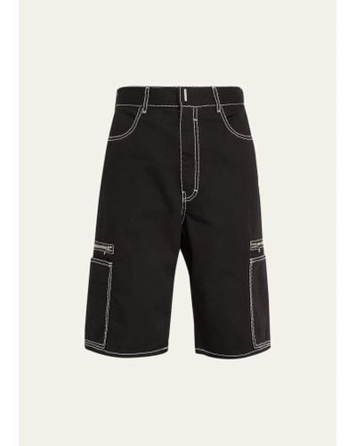 Givenchy Topstitched Loose-fit Cargo Shorts - Black