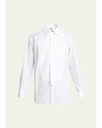 Bergdorf Goodman Pique Bib-front Tuxedo Shirt - White