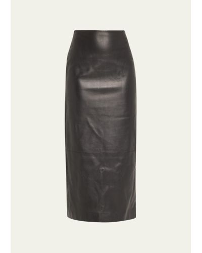Brandon Maxwell The Alva Leather Maxi Pencil Skirt - Black