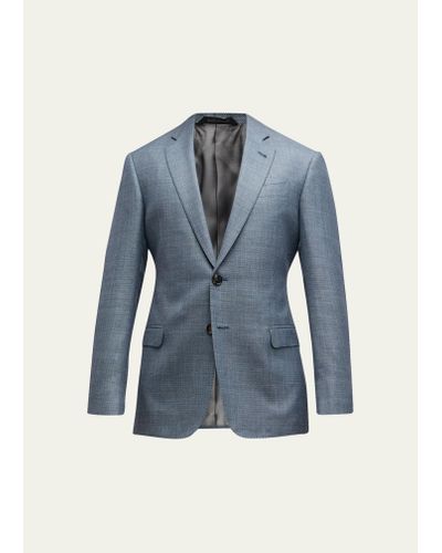 Giorgio Armani Micro-patterned Sport Coat - Blue