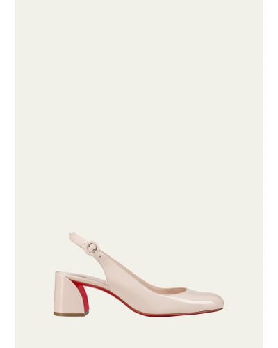 Christian Louboutin So Jane Patent Red Sole Slingback Pumps - Natural