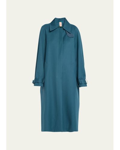 Indress Water-repellent Wool Trench Coat - Blue