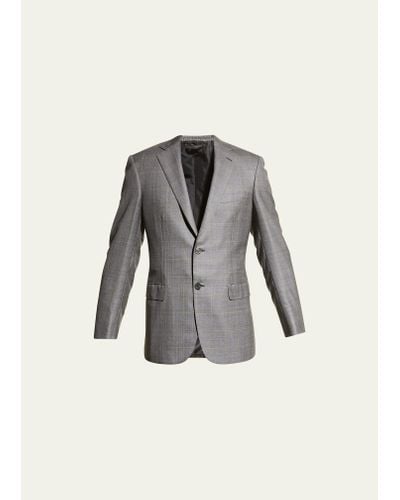 Brioni Plaid Wool Suit - Gray