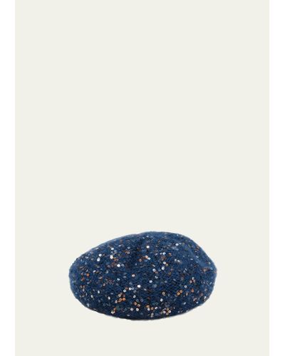 Inverni All-over Sequin Knit Beanie - Blue