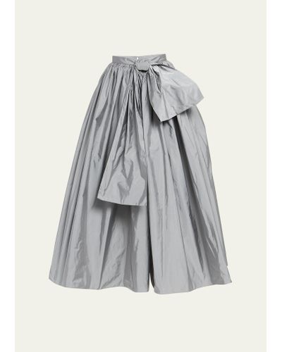 Alexander McQueen Ruched Midi Skirt With Bow Detail - Gray