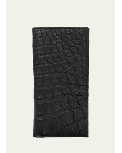 Abas Matte Alligator Leather Bifold Coat Wallet - Black