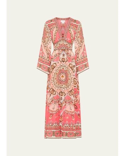 Camilla Shell Games Kimono-sleeve Maxi Dress Coverup - Pink