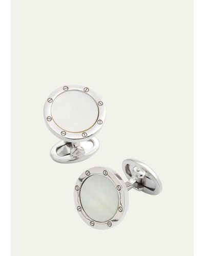 Jan Leslie Round Mother-of-pearl Cuff Links - Natural