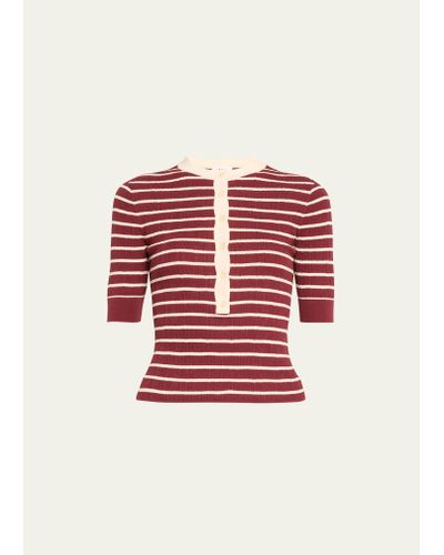 A.L.C. Fisher Pleated Button-front Top - Red