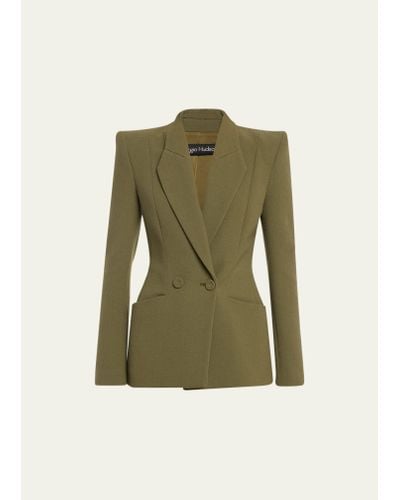 Sergio Hudson Double-breasted Square Lapel Jacket - Green