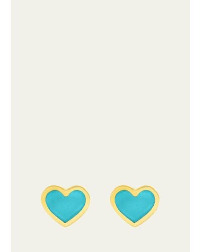 Jennifer Meyer Turquoise Heart Stud Earrings - Blue
