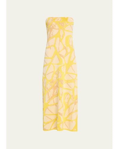 Alexis Pollie Strapless Knit Midi Dress - Yellow
