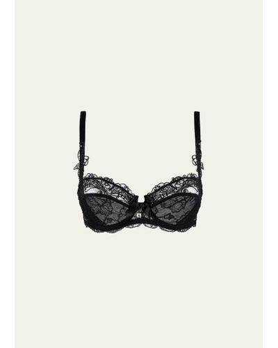 Lise Charmel Glamour Soie Mesh-Lace Full Cup Bra ($57) ❤ liked on Polyvore  featuring intimates, bras, dark swan, mesh lace bra, li…