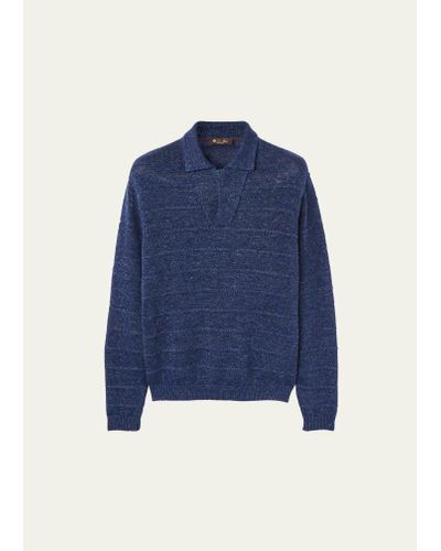 Loro Piana Shibumi Linen-cotton Polo Sweater - Blue
