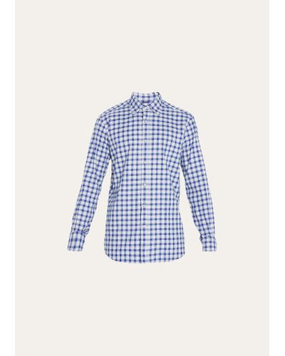 Bergdorf Goodman Plaid Flannel Sport Shirt - Blue
