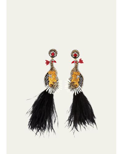 Ranjana Khan Teresa Peacock Dangle Earrings - Black