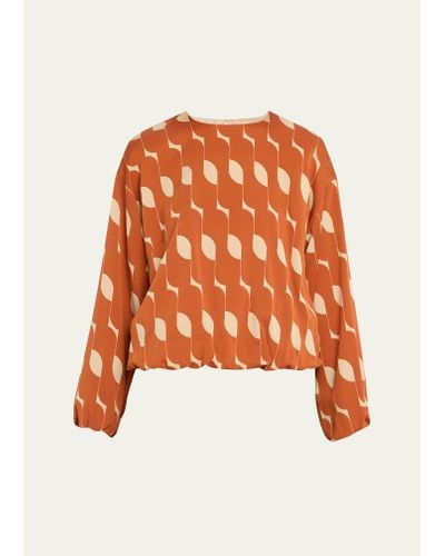 Dries Van Noten Capo Printed Silk Blouse - Orange