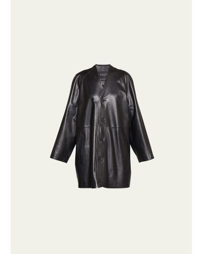 Balenciaga Oversize Leather Lining Jacket - Black