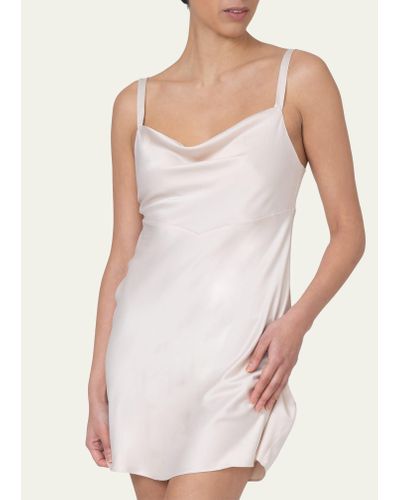 Rya Collection Heavenly Cowl-neck Charmeuse Chemise - White