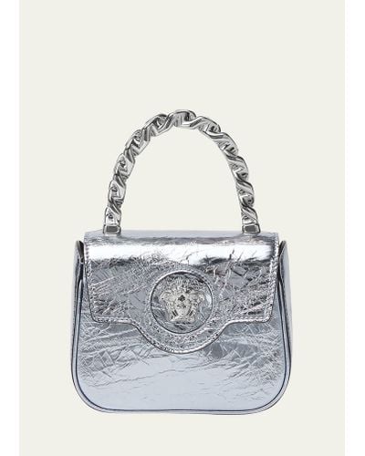 Versace La Medusa Mini Metallic Top-handle Bag - Blue