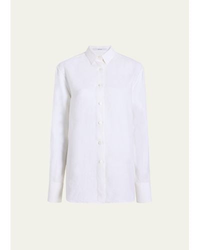 Another Tomorrow Linen Oversized Shirt - White