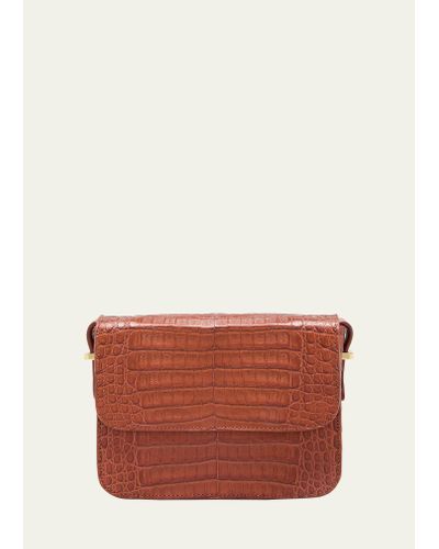 MARIA OLIVER Audry Crocodile Flap Crossbody Bag - Red