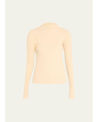 Bliss and Mischief Carla Fitted Long-sleeve Mock-neck Top - White