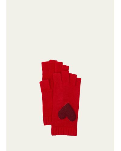 Portolano Jersey-knit Cashmere Fingerless Gloves - Red