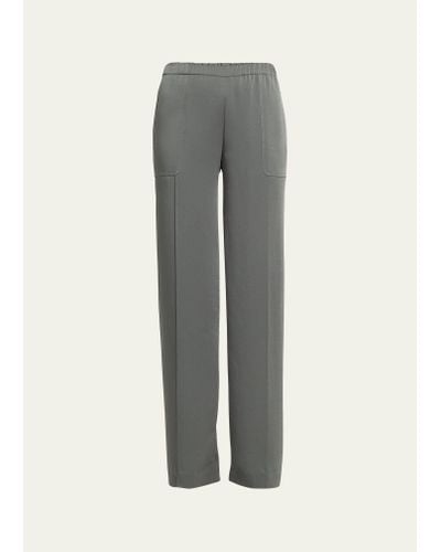 Vince Shiny Zip-trim Wide-leg Pull-on Pants - Gray