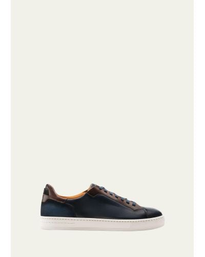 Magnanni Amadeo Burnished Leather Low-top Sneakers - White