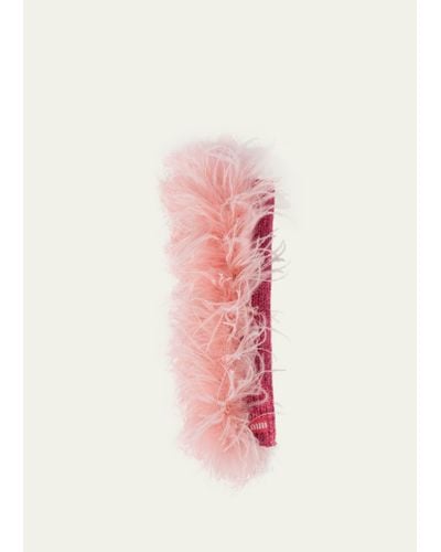 Miu Miu Ostrich Feather Cashmere Scarf - Pink