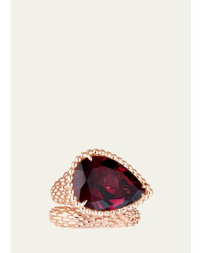 Boucheron 18k Rose Gold Serpent Boheme Ring With Garnet - Pink