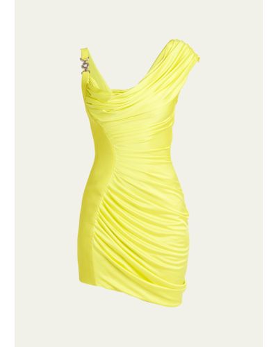Versace Ruched Bodycon Mini Dress - Yellow