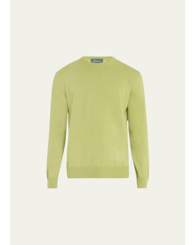 Bergdorf Goodman Solid Cashmere Crewneck Sweater - Green