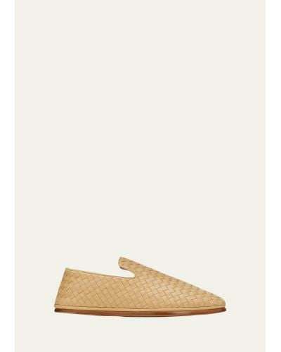 Bottega Veneta Sunday Intrecciato Leather Slippers - Natural