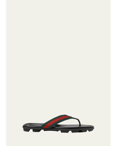 Gucci Web Leather Thong Sandals - Multicolor
