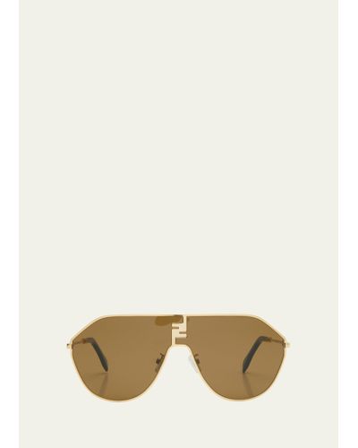 Fendi Ff Match Metal Shield Sunglasses - Natural
