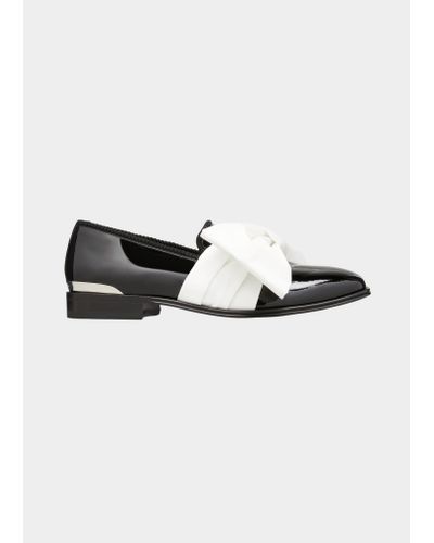 Alexander McQueen Bow Patent Slippers - Black