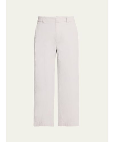 Vince Mid-rise Washed Cotton Cropped Pants - White