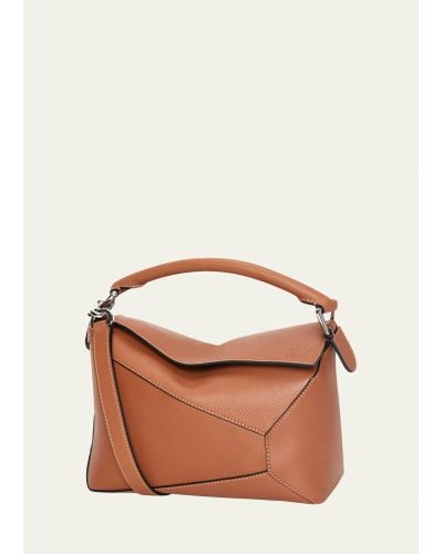 Loewe Puzzle Edge Small Top-handle Bag In Leather - Brown