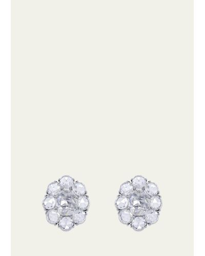 Bayco Platinum Rose Cut Stud Earrings With Diamonds - White