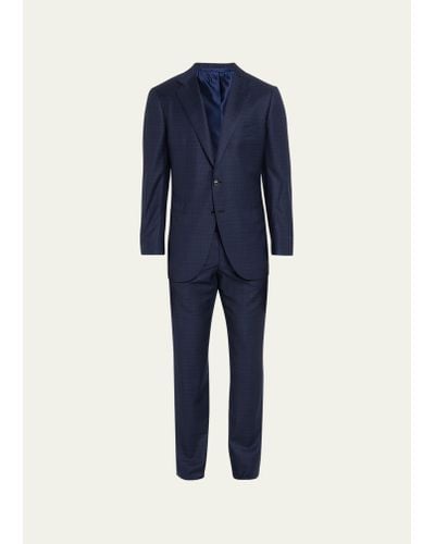 Cesare Attolini Tonal Wool Suit - Blue