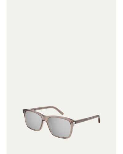 Saint Laurent Mirrored Translucent Rectangle Sunglasses - White
