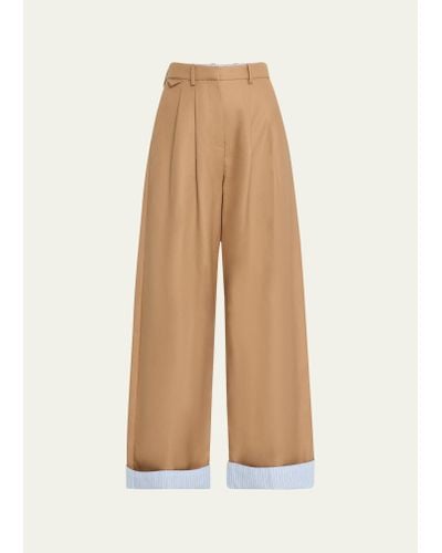 Rosie Assoulin Tailored Wide-leg Pants With Foldover Cuffs - Natural